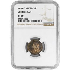 1893 6 Pence Great Britain NGC PF65 Veiled Head