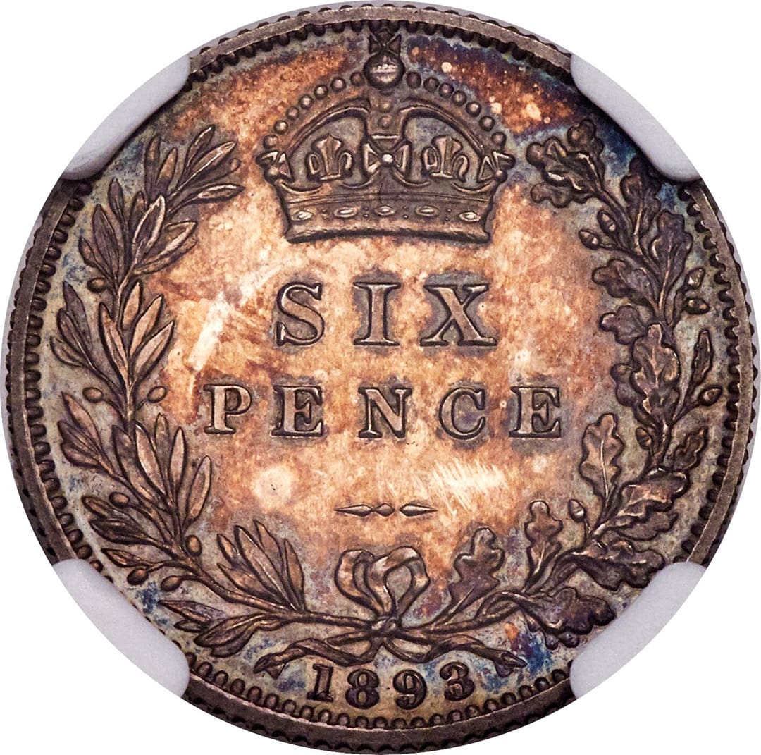 1893 6 Pence Great Britain NGC PF65 Veiled Head - Tangible Investments
