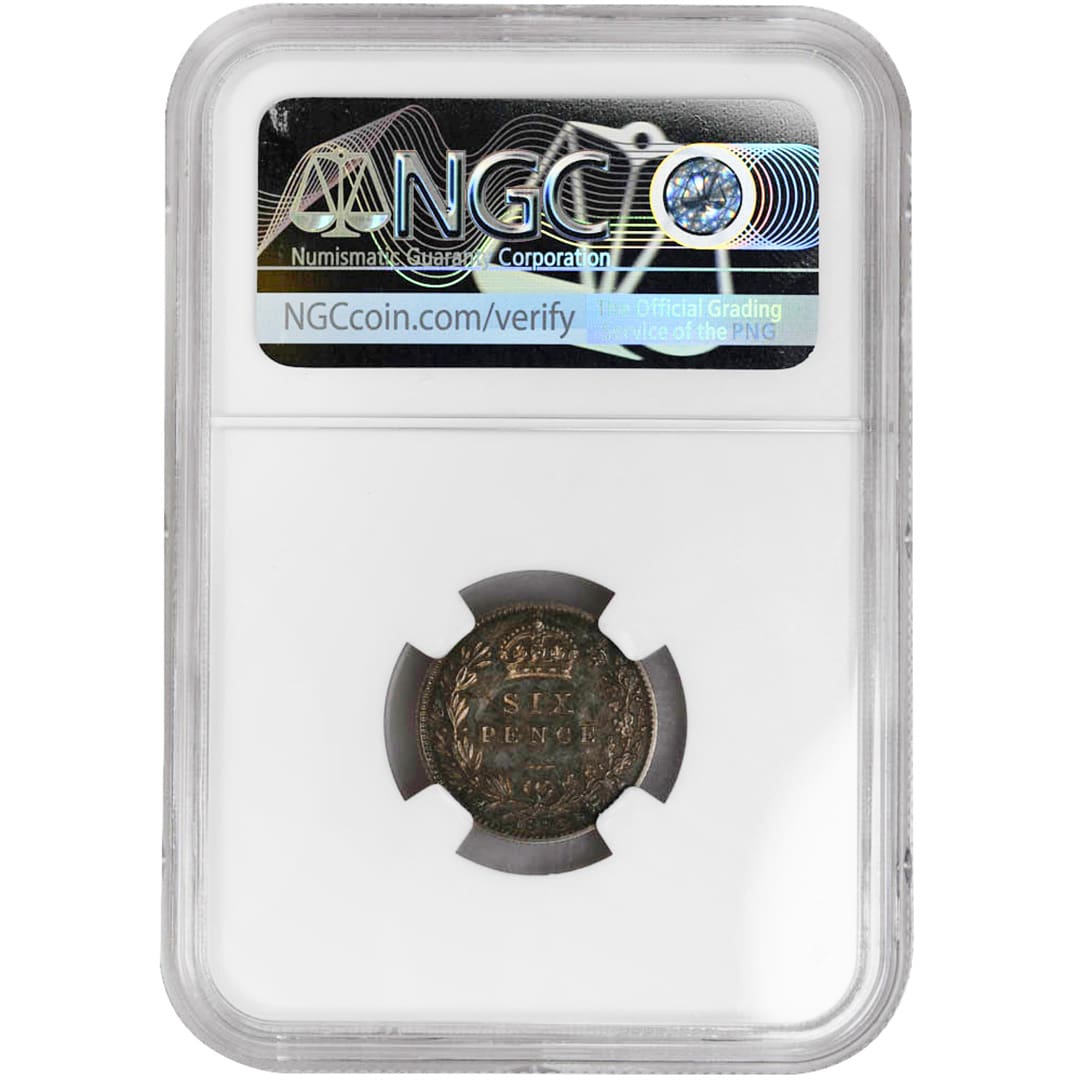 1893 6 Pence Great Britain NGC PF65 Veiled Head - Tangible Investments