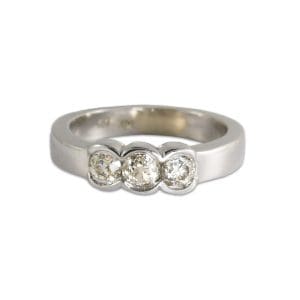 Vintage Three-Diamond Ring in 14K White Gold