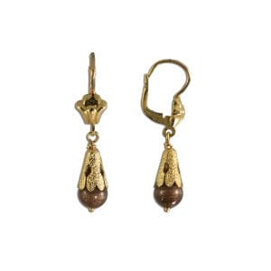 Gold Colored Stone Earrings in 18K Yellow Gold