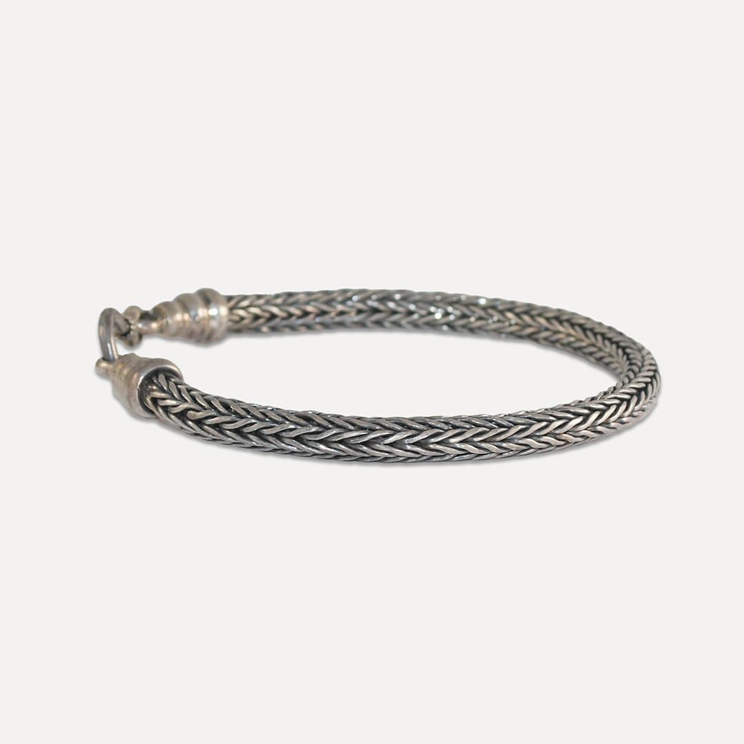 Sterling Silver Designer Style Fancy Woven Bracelet & Necklace Set - Image 3
