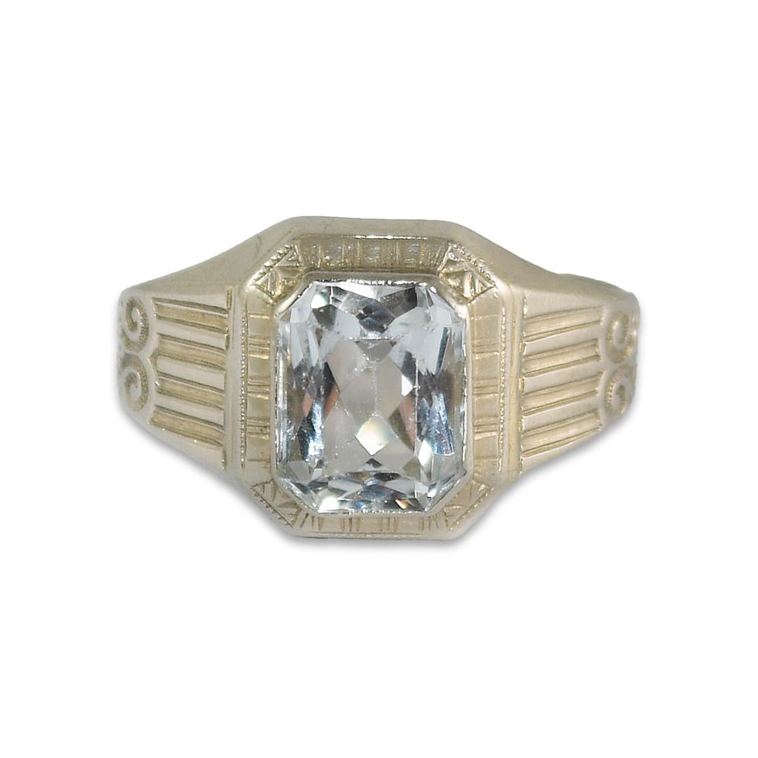Vintage Aquamarine Ring in 14K White Gold