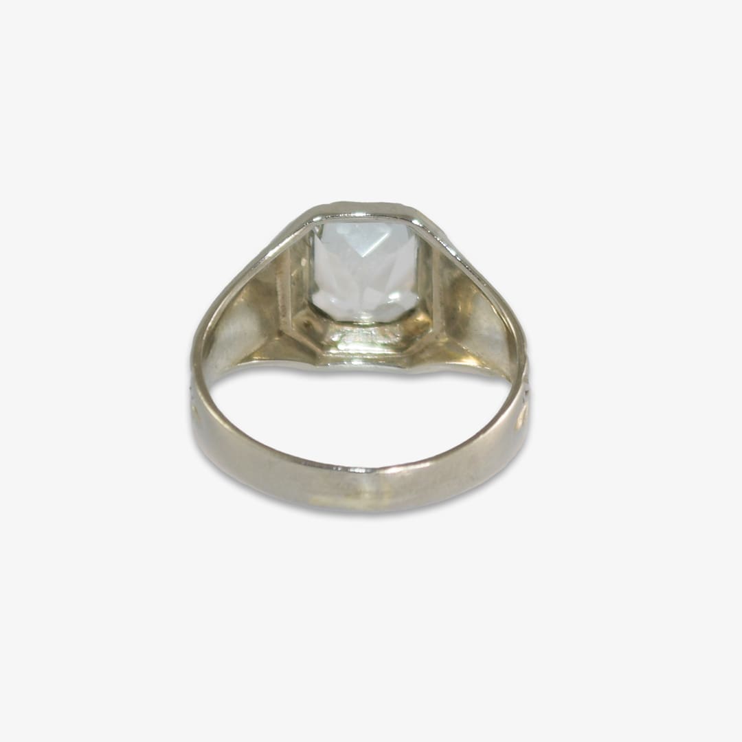 14K White Gold Vintage Aquamarine Ring 2.8g - Image 4