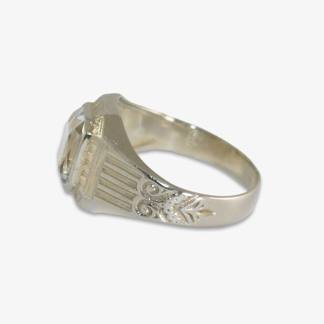 14K White Gold Vintage Aquamarine Ring 2.8g - Image 5