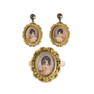 14k Yellow Gold Antique Acrylic Jewelry set