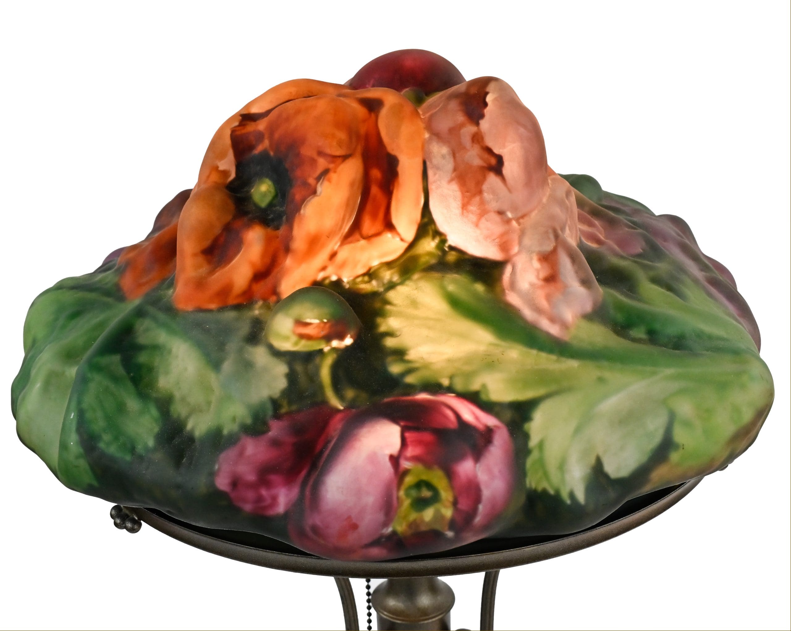 Antique Pairpoint Puffy Tri-Color Poppy Lamp - Tangible Investments