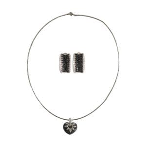 Black and White Diamond Necklace and Earrings