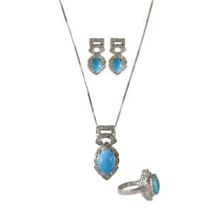 Persian Turquoise and Diamond Jewelry Set