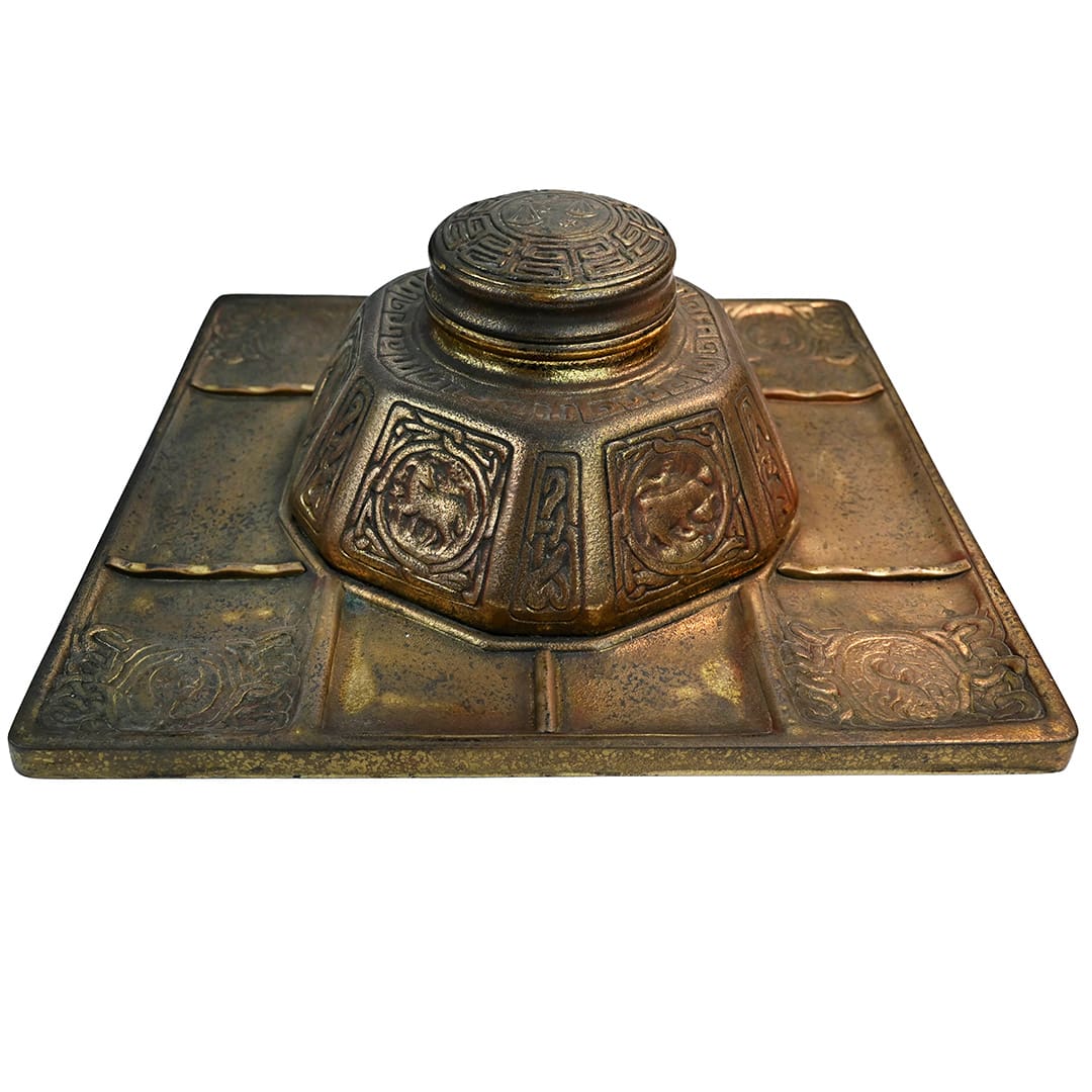 Tiffany Studios New York Large Zodiac Bronze Ink Well