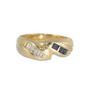 Blue Stone and Diamond Ring in 14K Yellow Gold