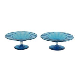 Steuben Glass Compotes in Celeste Blue