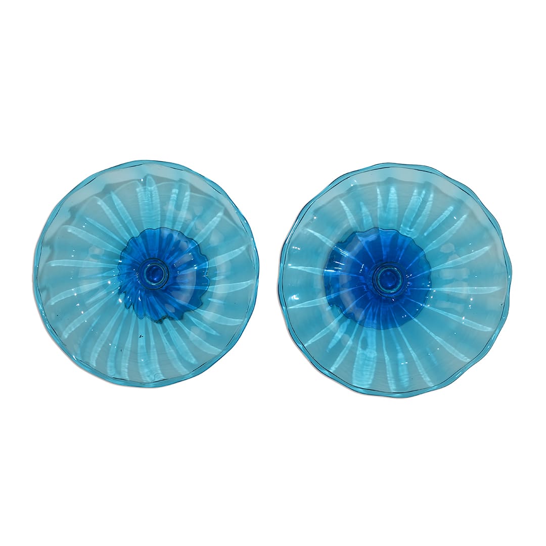 Set of (2) Steuben Celeste Blue Glass Compotes - Image 2