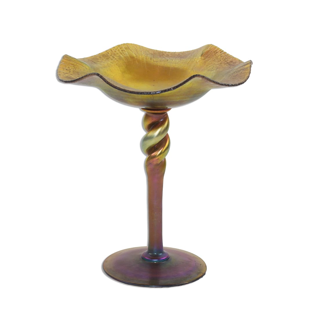 Steuben Gold Aurene Glass Floriform Compote