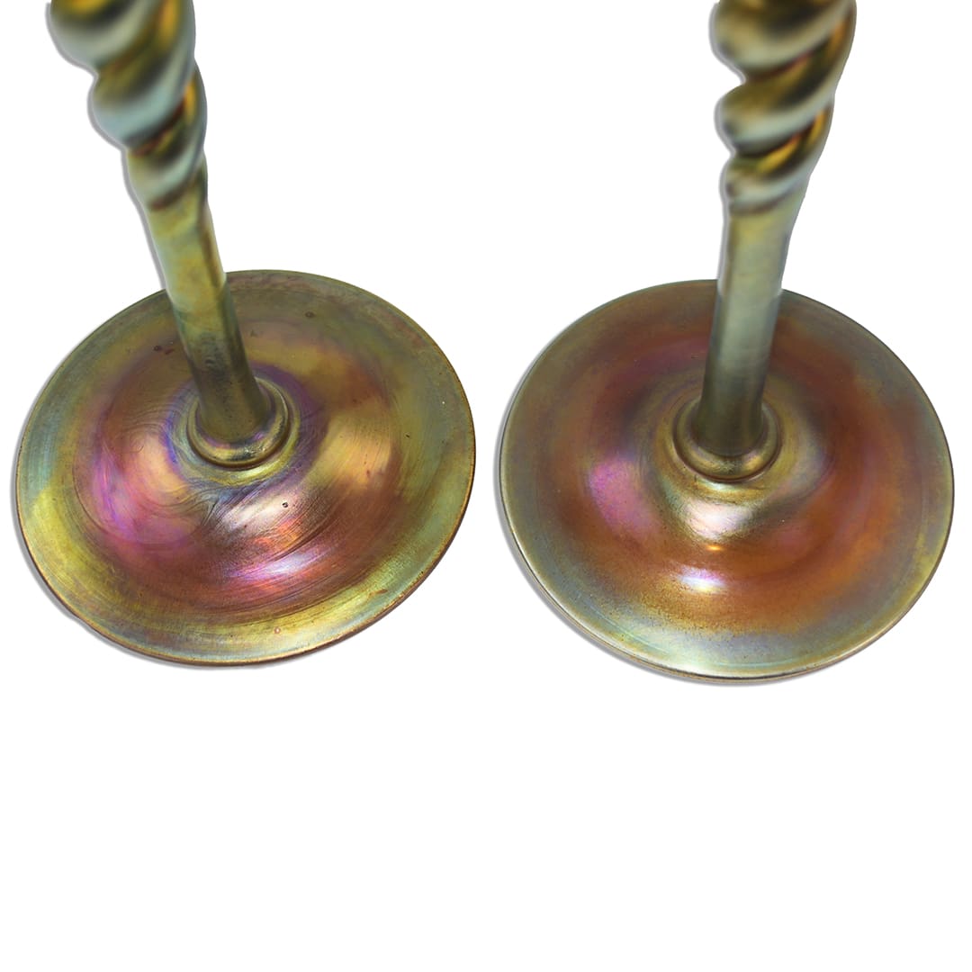 Set of (2) Steuben Gold Aurene Glass Candlesticks - Image 5