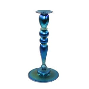 Steuben Blue Aurene Glass Candlestick