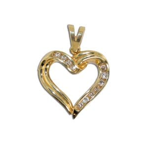 Diamond Heart Pendant in 14K Yellow Gold