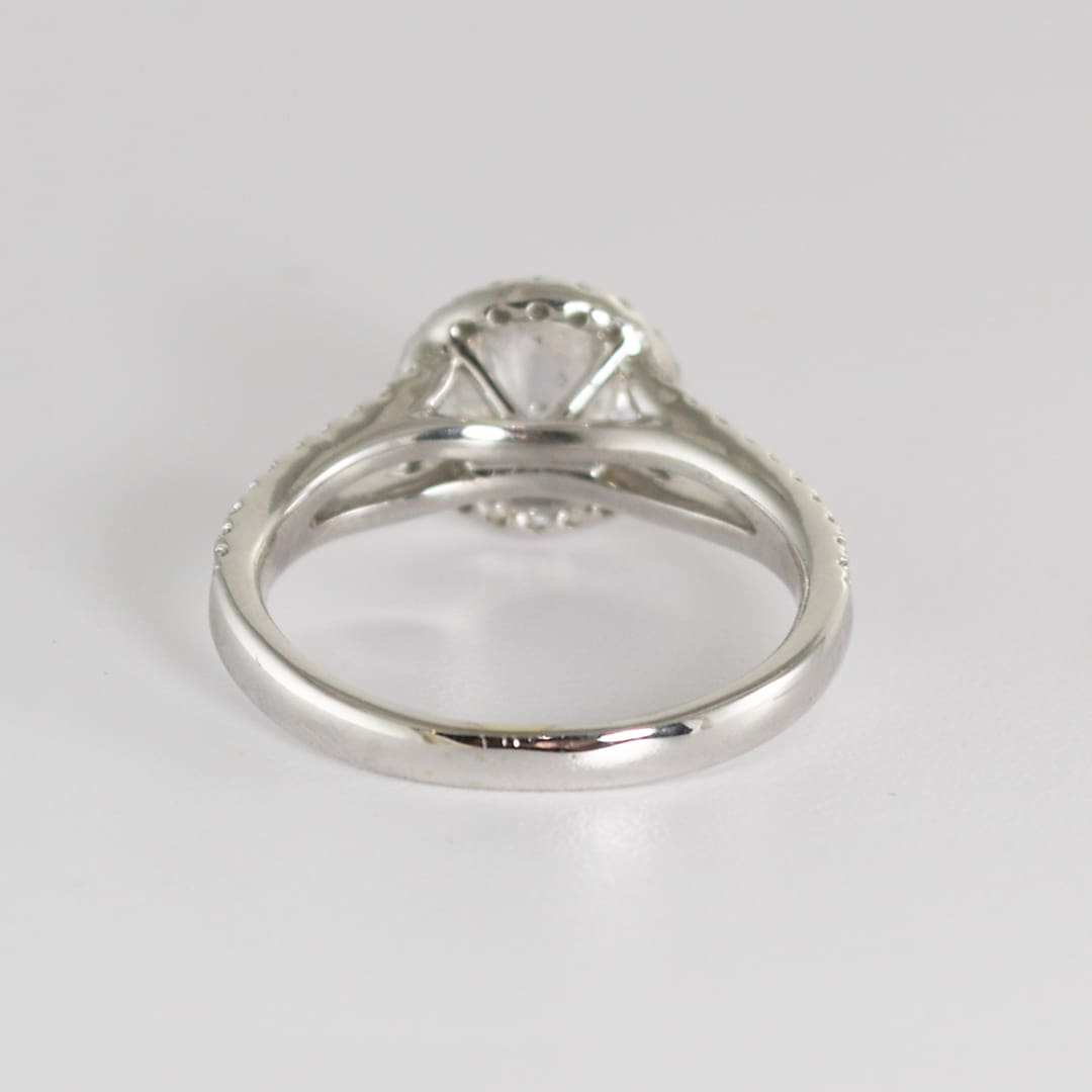 14K White Gold GIA Certified Diamond Halo Ring 0.97ct - Image 4