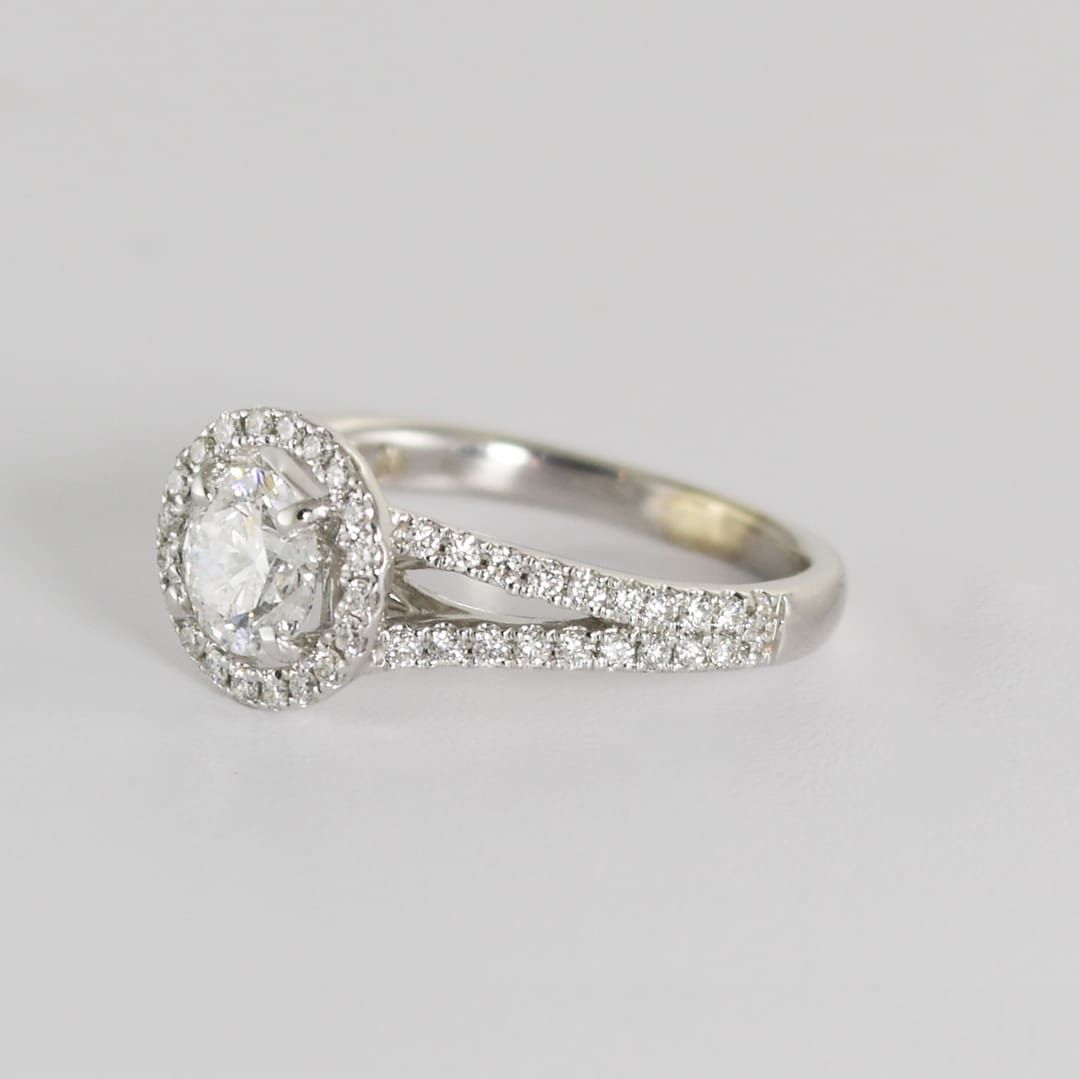14K White Gold GIA Certified Diamond Halo Ring 0.97ct - Image 6
