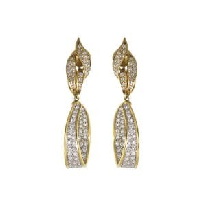Diamond Dangle Earrings in 18K Yellow Gold and White Gold