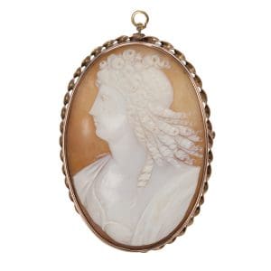 Antique Carved Shell Cameo Brooch