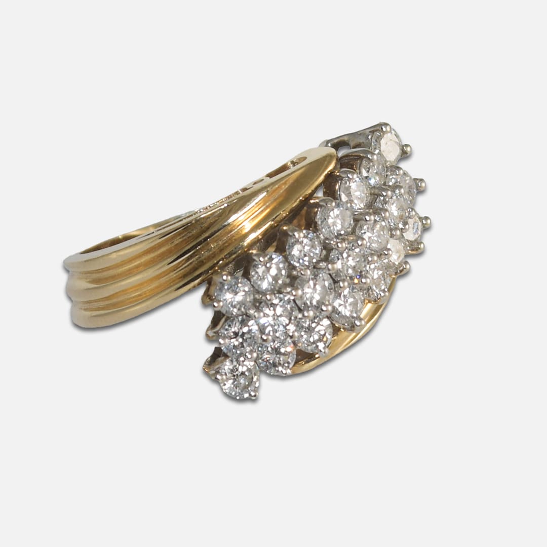 14K Yellow and White Gold Diamond Journey Ring 2.10ct - Image 2
