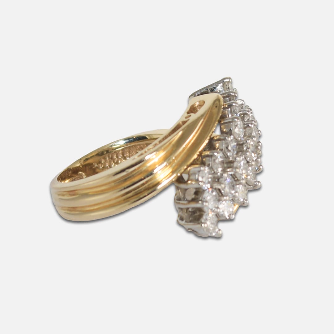 14K Yellow and White Gold Diamond Journey Ring 2.10ct - Image 3