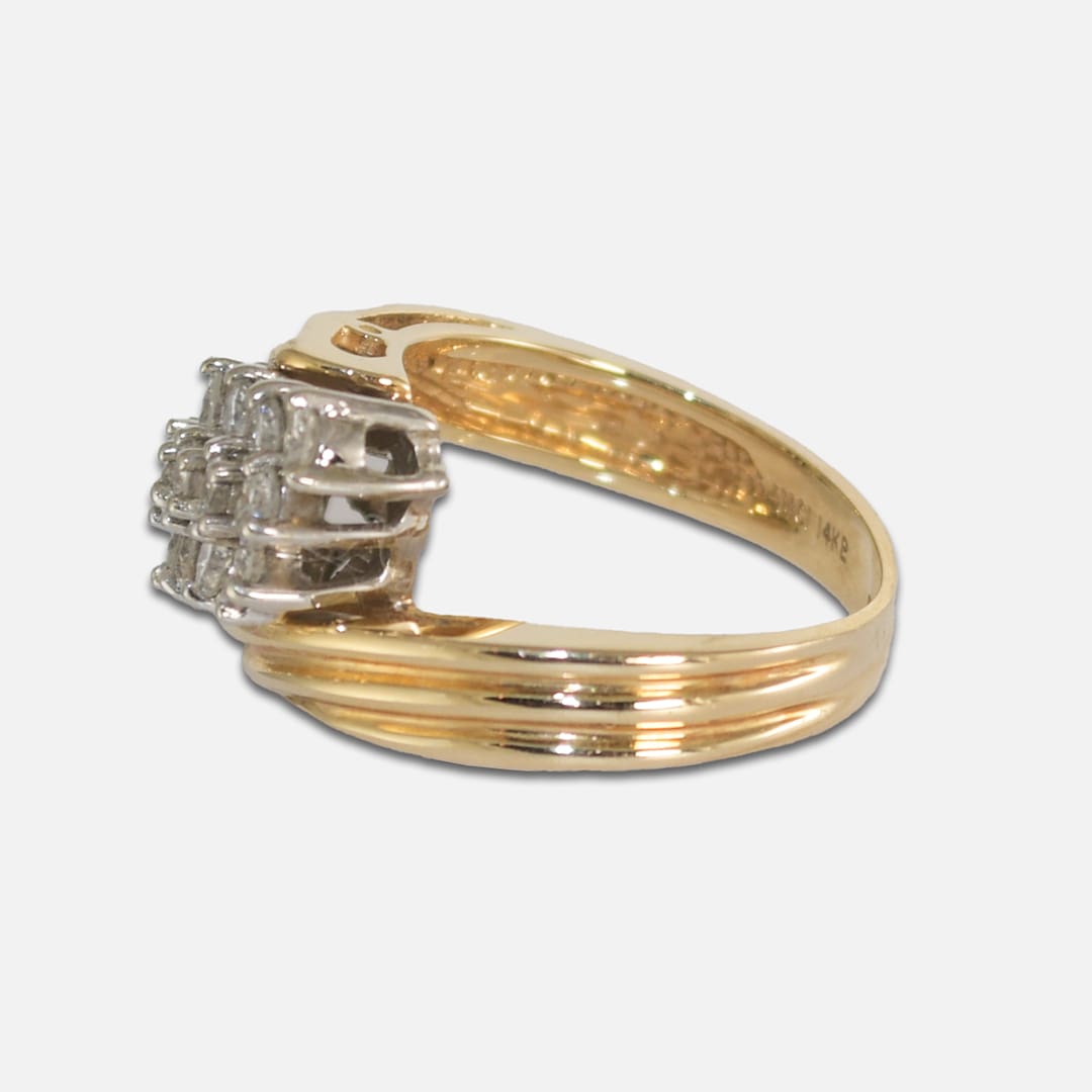 14K Yellow and White Gold Diamond Journey Ring 2.10ct - Image 5