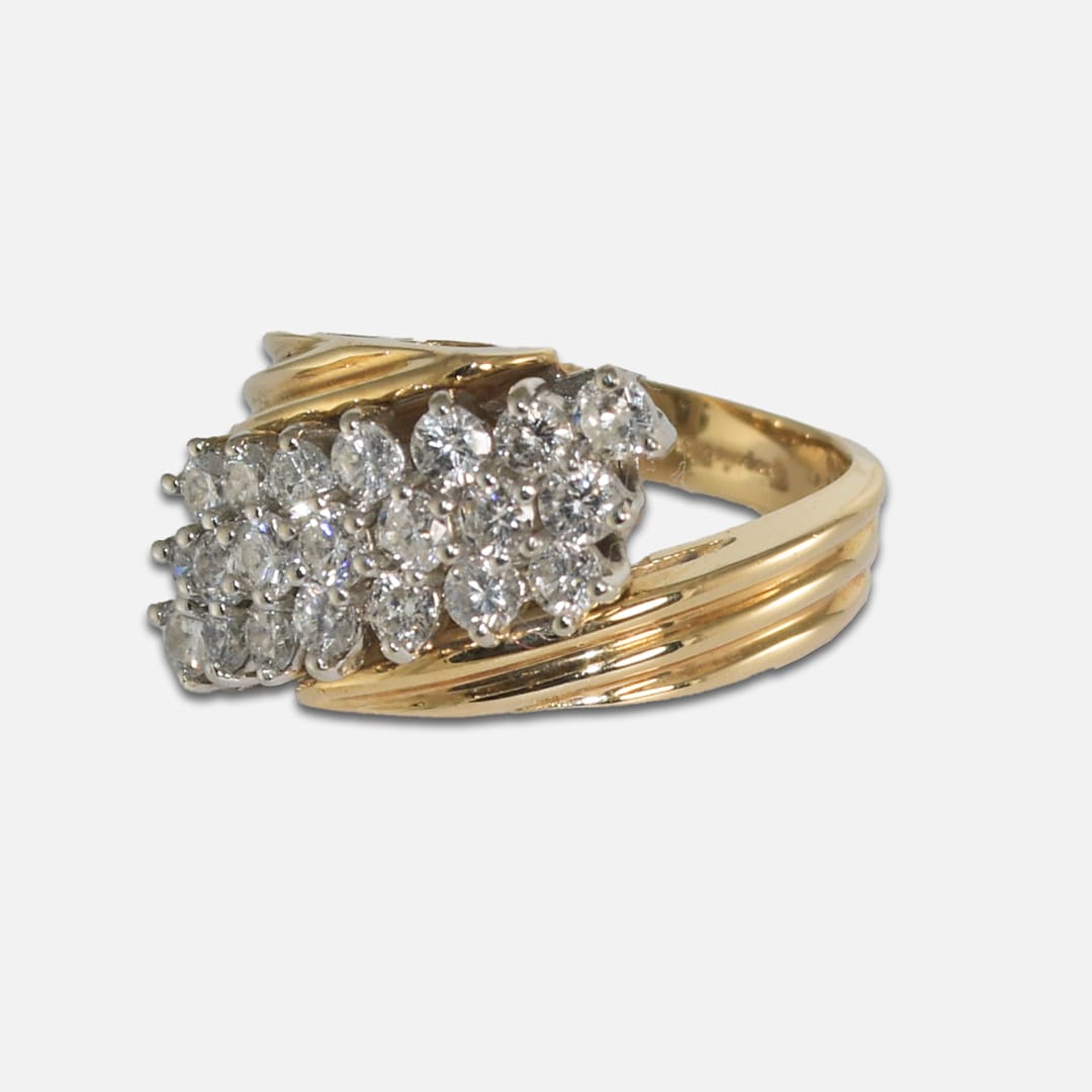 14K Yellow and White Gold Diamond Journey Ring 2.10ct - Image 6