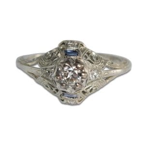 Antique Diamond and Sapphire in 18K White Gold