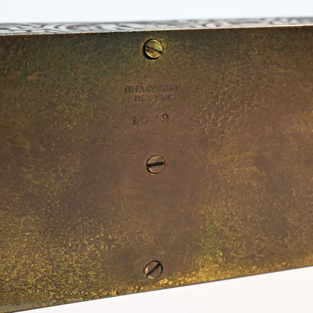 Tiffany Studios Gilt Bronze ''Zodiac'' Desk Letter Holder, Antique, Art Nouveau