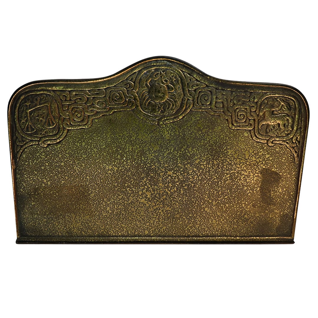 Tiffany Studios Gilt Bronze ''Zodiac'' Desk Letter Holder, Antique, Art Nouveau