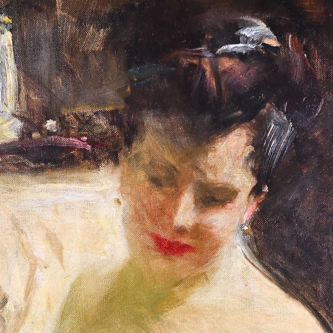 油絵　ヌード　ビロード画 RECLINING NUDE by Howard Chandler Christy, Oil on canvas Framed