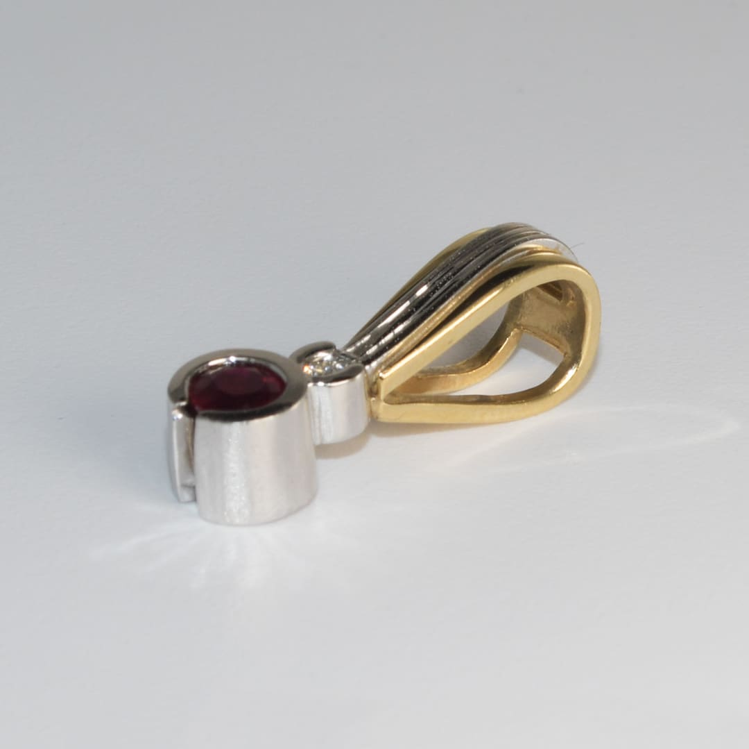 14K Two-Tone Ruby & Diamond Pendant - Image 3