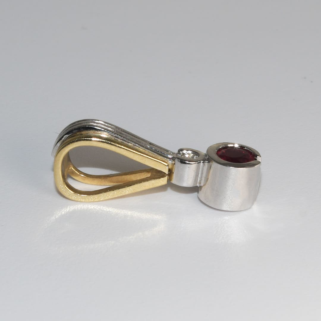 14K Two-Tone Ruby & Diamond Pendant - Image 4