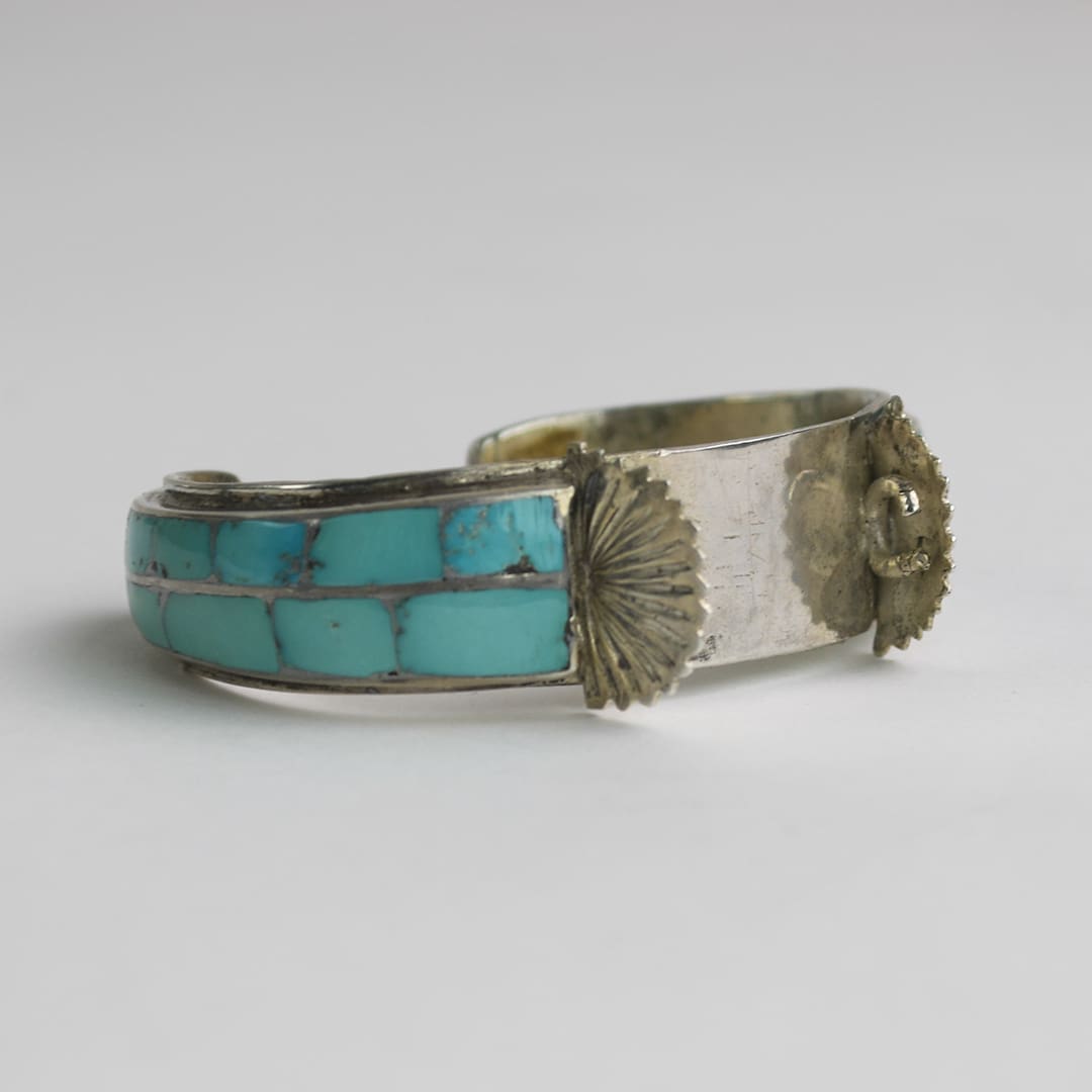 Sterling Silver Turquoise Bracelet 1.23 ozt - Image 2