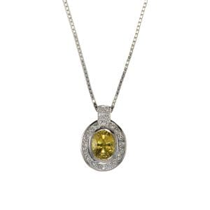Yellow Sapphire and Diamond Pendant Necklace