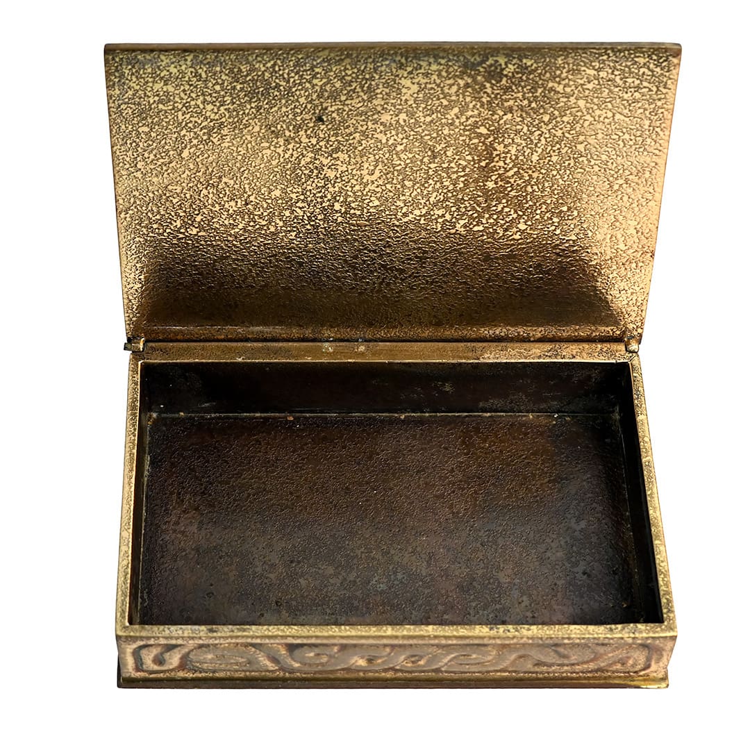 Tiffany Studios Gilt Bronze Zodiac Pattern Doré Stamp Box