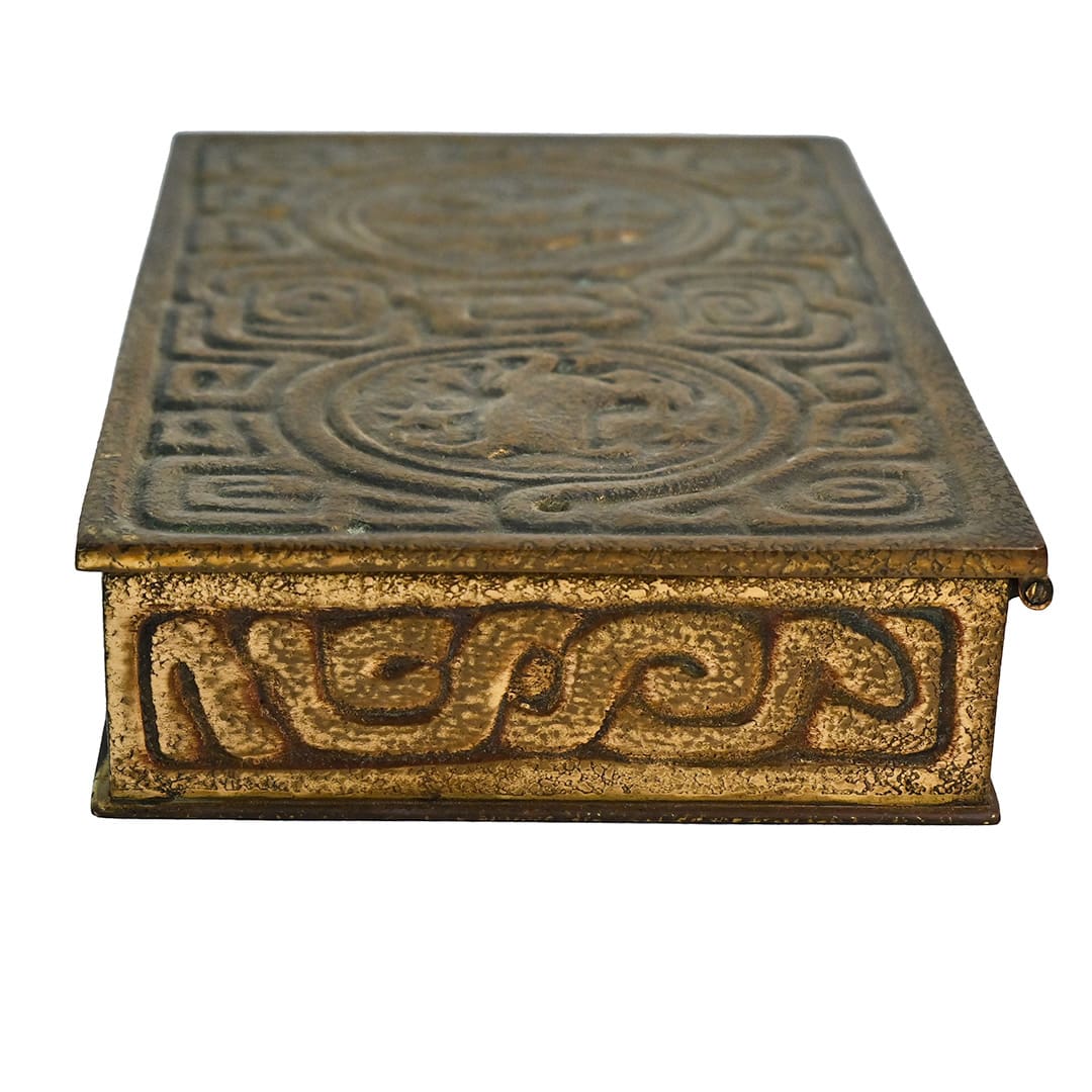 Tiffany Studios Gilt Bronze Zodiac Pattern Doré Stamp Box