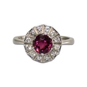 Tourmaline and Diamond Halo Ring