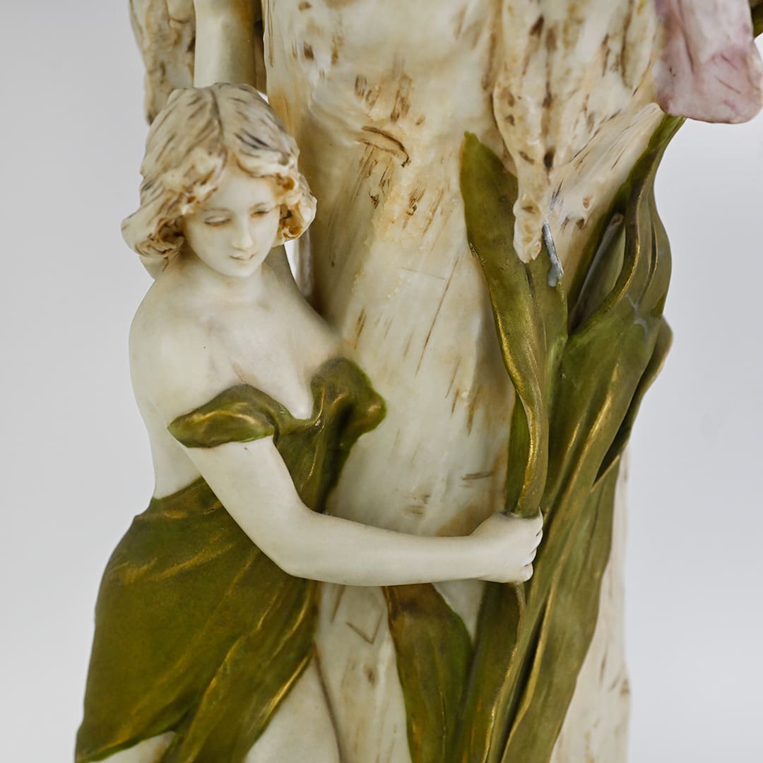 Royal Dux Bohemia Water Lily Nymph Art Nouveau Vase - Tangible