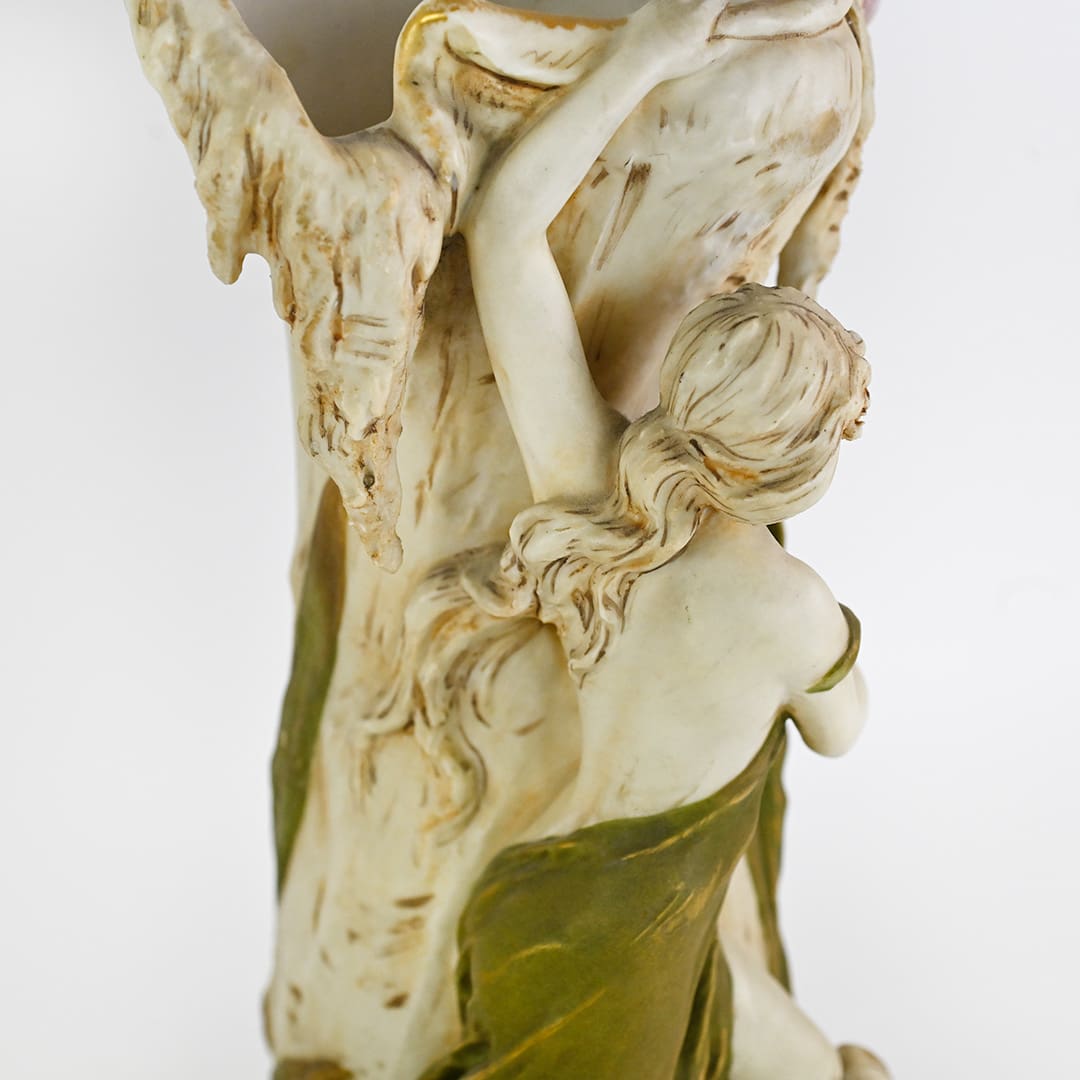 Royal Dux Bohemia Water Lily Nymph Art Nouveau Vase - Tangible