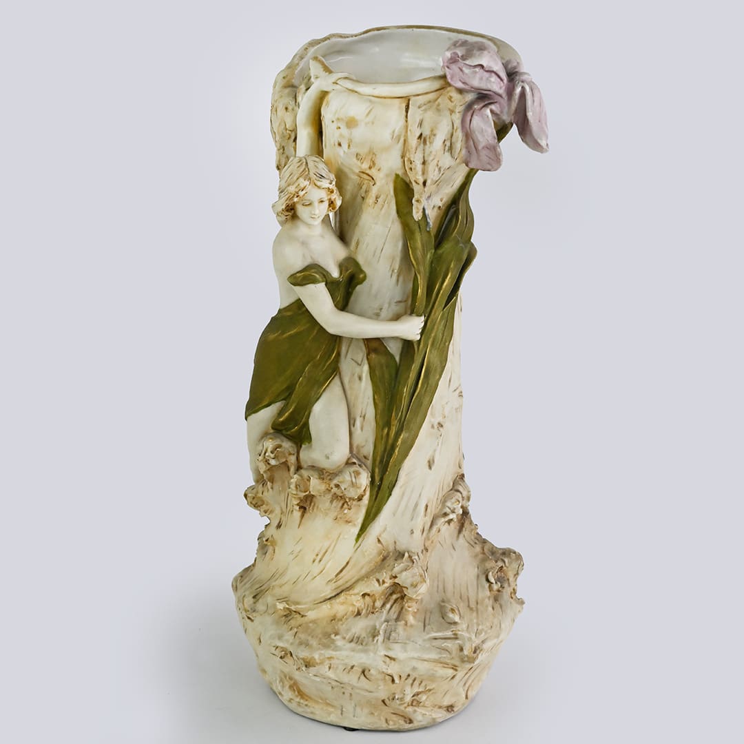 Royal Dux Bohemia Water Lily Nymph Art Nouveau Vase - Tangible