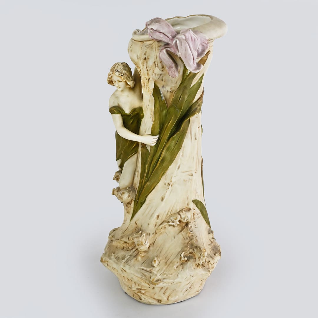 Royal Dux Bohemia Water Lily Nymph Art Nouveau Vase