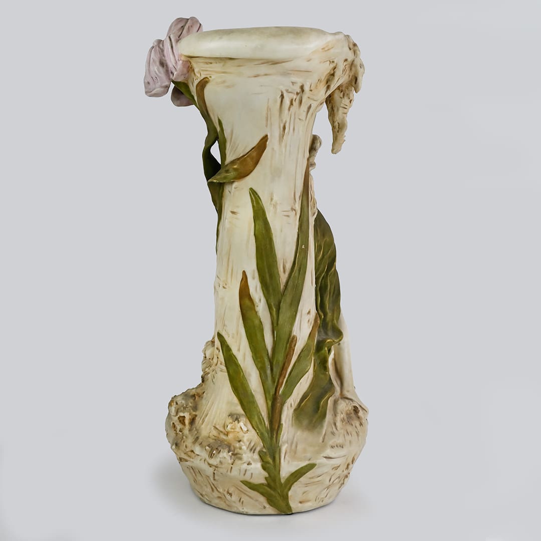 Royal Dux Bohemia Water Lily Nymph Art Nouveau Vase