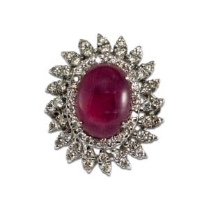 Synthetic Ruby and Small Diamonds Ring