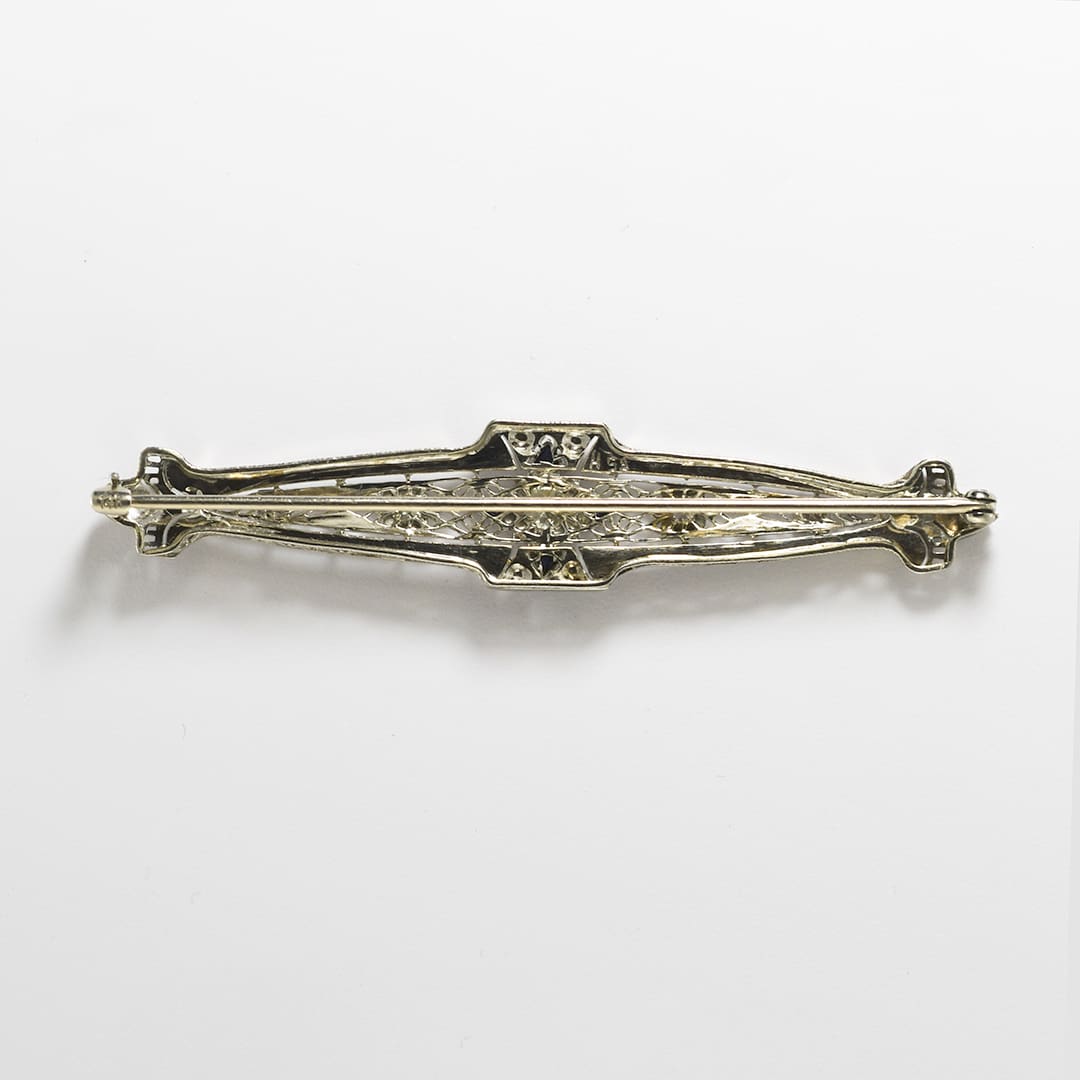 14K White Gold Art Deco Brooch 0.50ct - Image 2