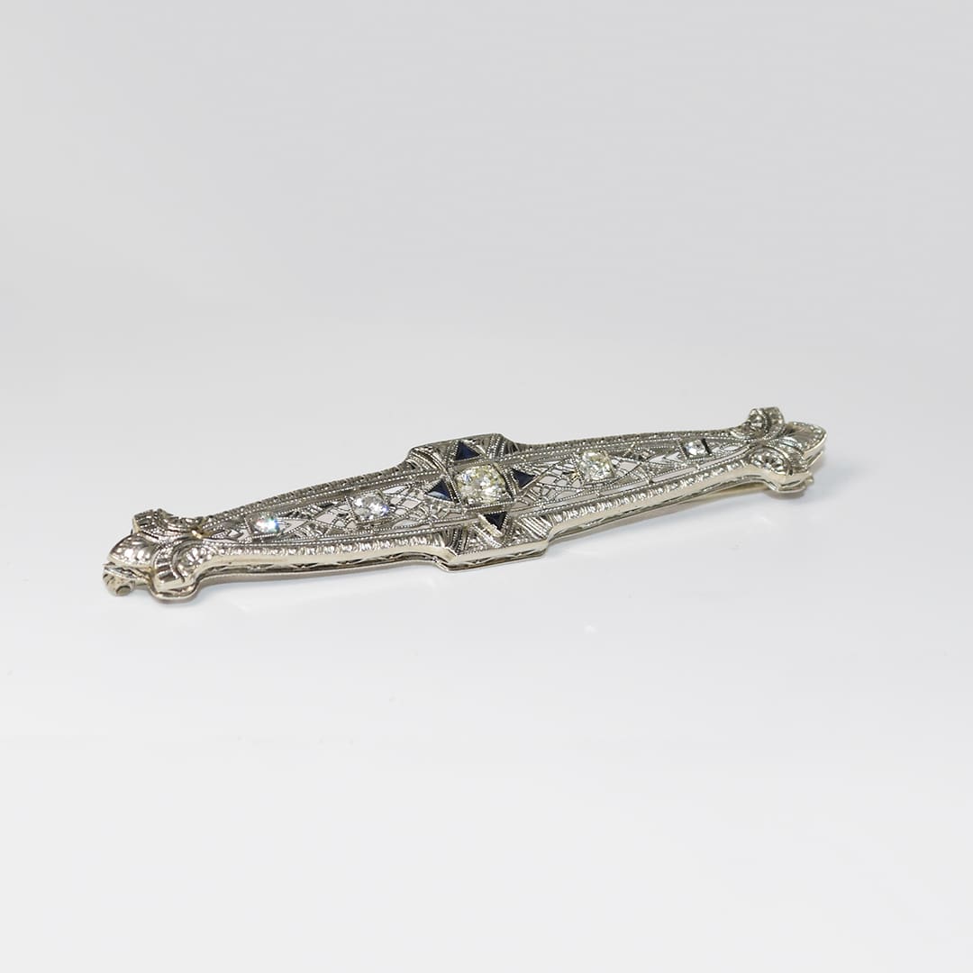 14K White Gold Art Deco Brooch 0.50ct - Image 4