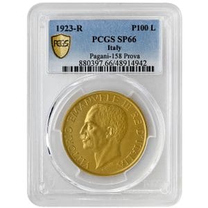 1923-R 100 L Italy, PCGS SP66 Matte