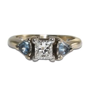 Diamond and Aquamarine Ring